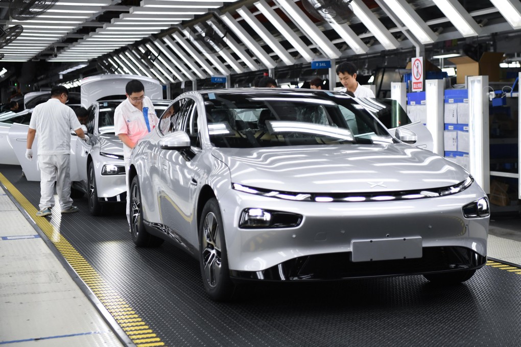 A Xpeng assembling line in Zhaoqing, Guangdong province. Bridgewater has completely sold off its holdings in Xpeng and Li Auto, and reduced its depositary shares in Nio. Photo: Xinhua