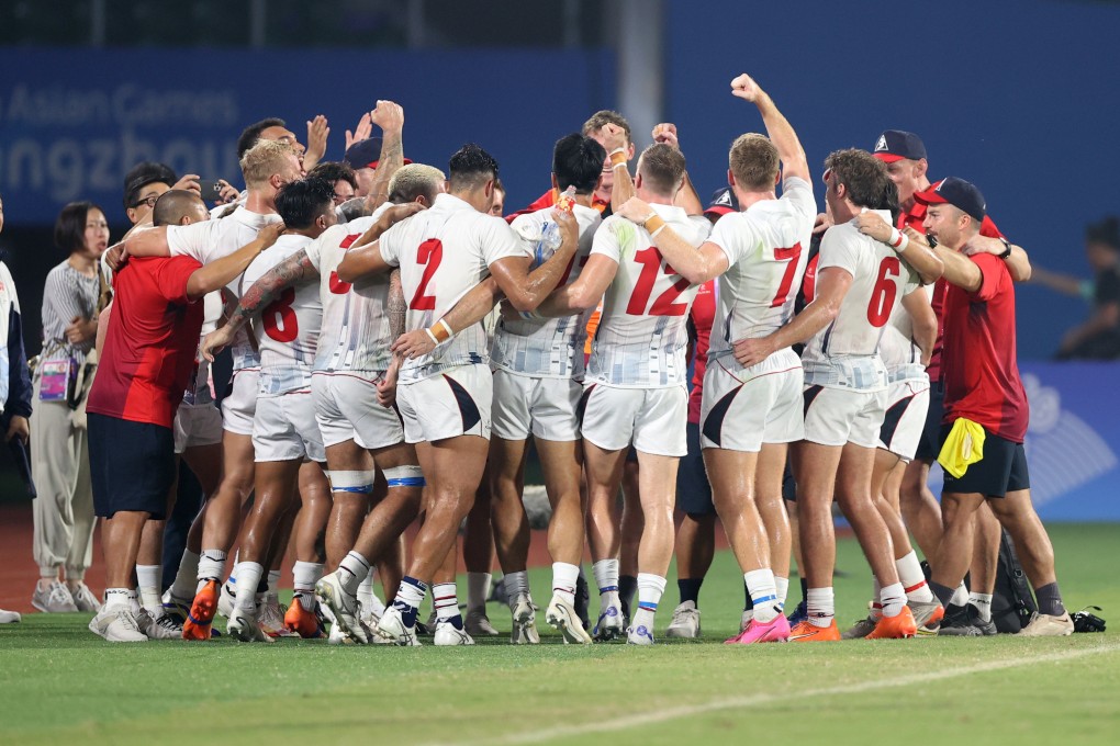 Hong Kong celebrate after winning Asian Games gold. Photo: Xinhua