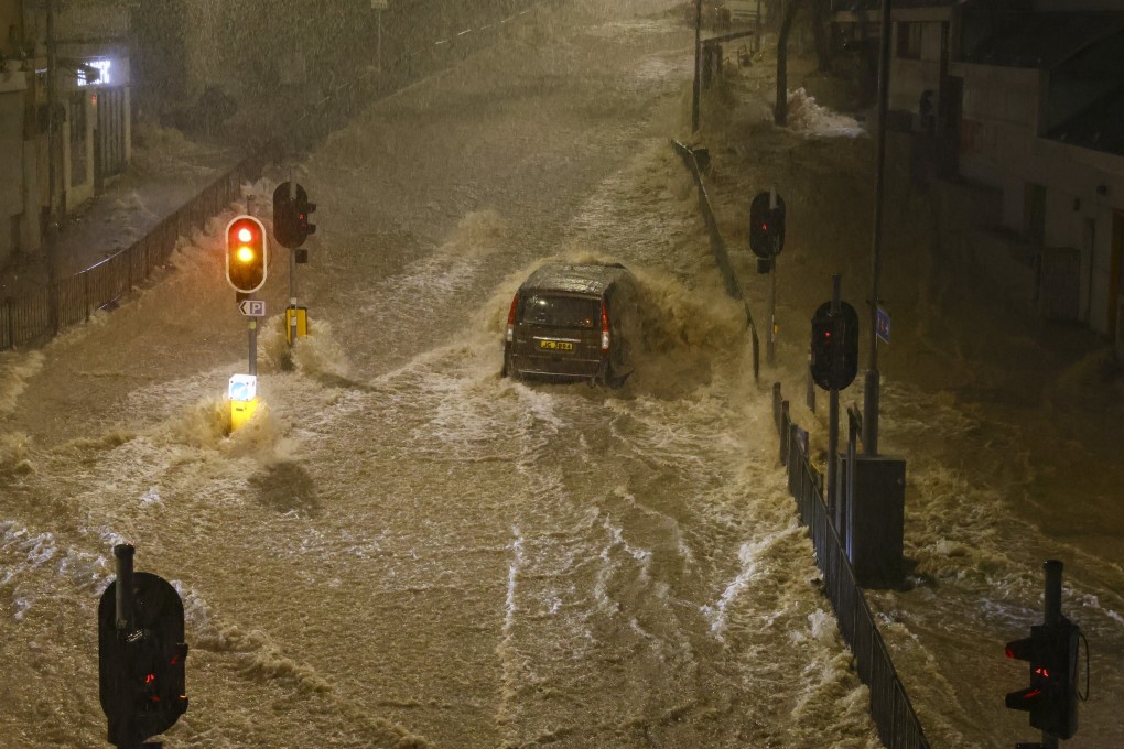 Serious flooding seen in Chai Wan, part of Hong Kong's Eastern District, on September 8, 2023. Photo: Dickson Lee