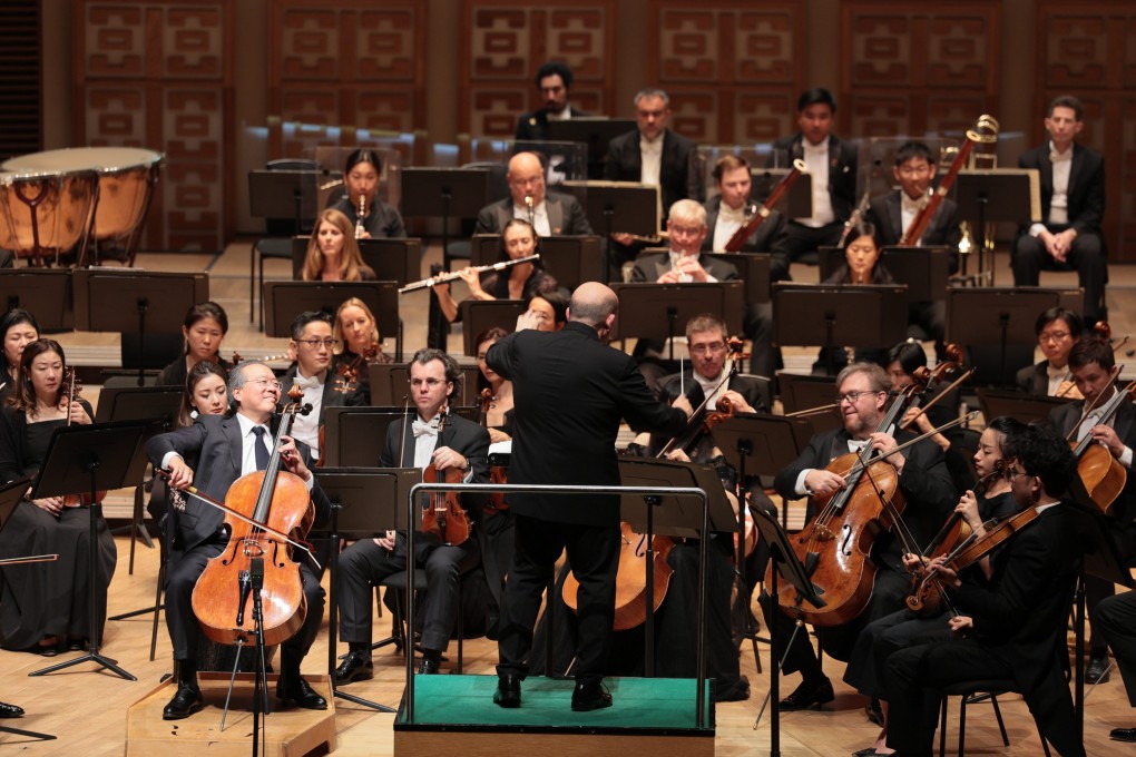Cellist Yo-Yo Ma (left) performs Dvorak’s Cello Concerto with the Hong Kong Philharmonic under the baton of Jaap van Zweden. Photo: Keith Hiro/HK Phil
