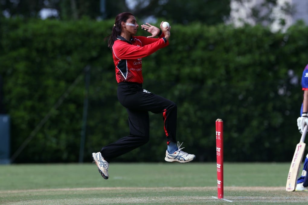 Iqra Sahar bowls during the Hong Kong Women’s T201 Series match against Nepal at Hong Kong Cricket Club. Photos: Yik Yeung-man