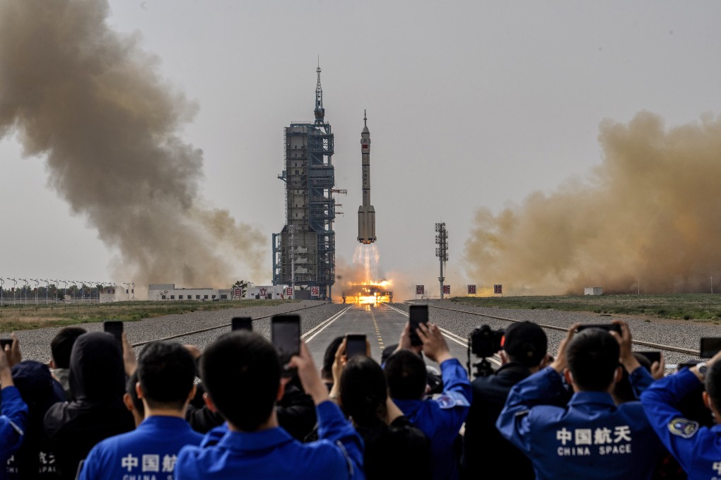 The Shenzhou-16 spacecraft blasts off in May. Photo: Getty Images/TNS