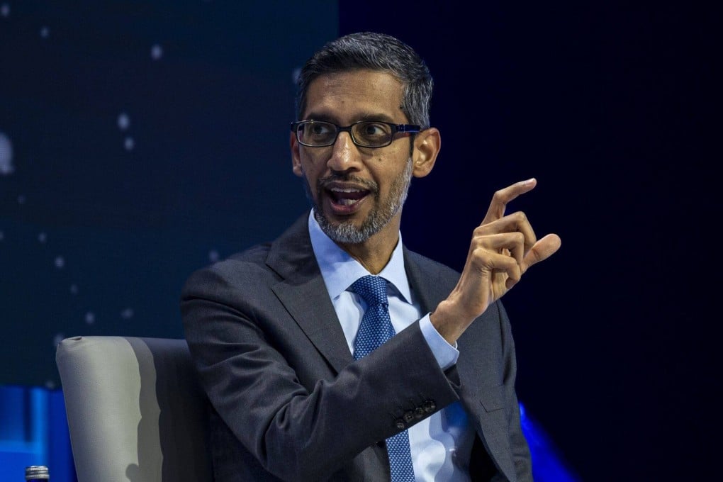 Sundar Pichai, chief executive of Alphabet, makes a point during the Asia-Pacific Economic Cooperation CEO Summit in San Francisco, California, on November 16, 2023. Photo: Bloomberg