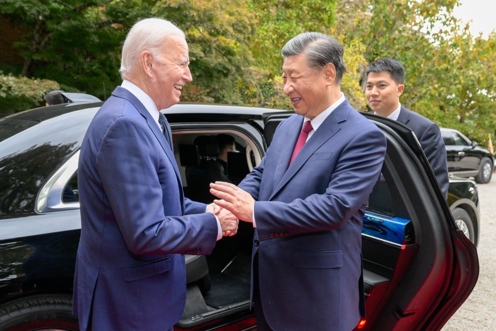 US President Joe Biden escorts his Chinese counterpart Xi Jinping to his car to bid farewell after their talks at Filoli Estate, just outside San Francisco, on Wednesday. Photo: Xinhua
