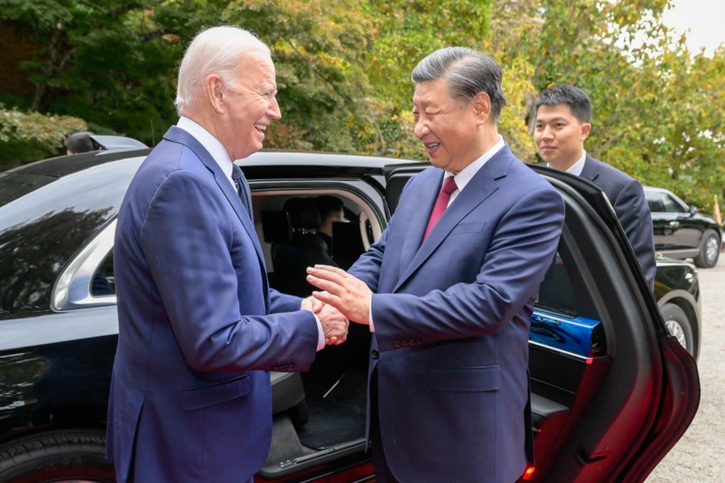US President Joe Biden escorts his Chinese counterpart Xi Jinping to his car to bid farewell after their talks at Filoli Estate, just outside San Francisco, on Wednesday. Photo: Xinhua