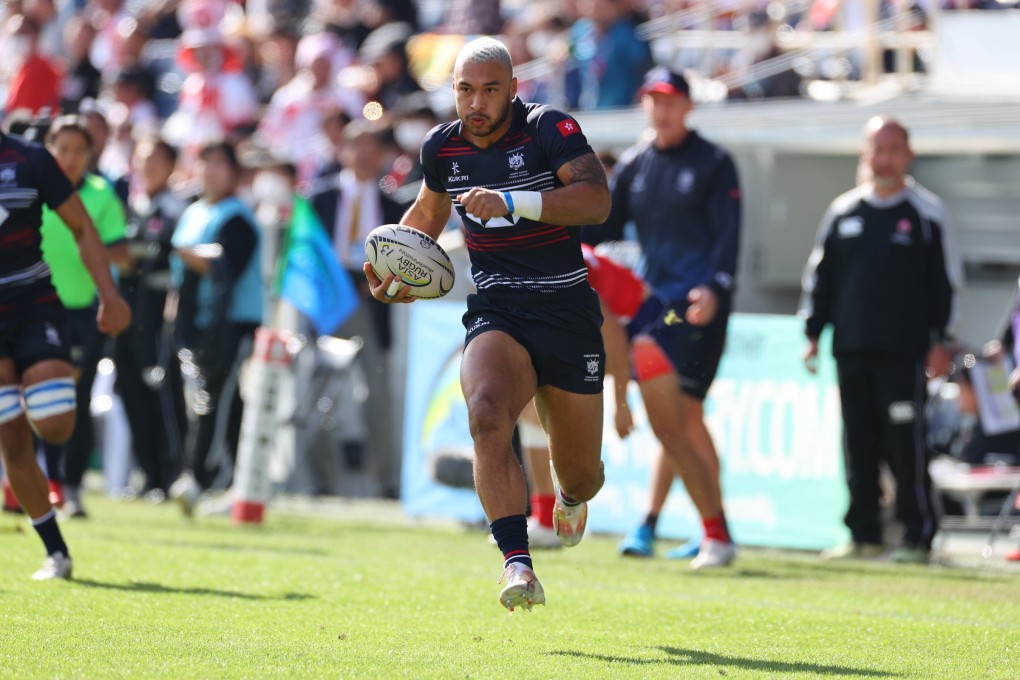 Max Denmark scored twice in his side’s 19-12 semi-final win over China. Photo: HKCRU/Kaori Matsumoto