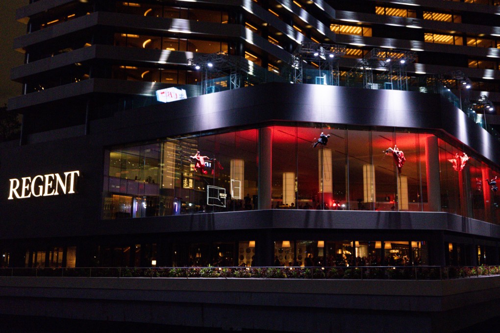 The Regent Hotel witnesses the ‘first vertical facade dance in Hong Kong’ as it celebrates the readoption of its original name. The Regent opened in Hong Kong in 1980 before becoming the InterContinental in 2001. Photo: Regent Hong Kong