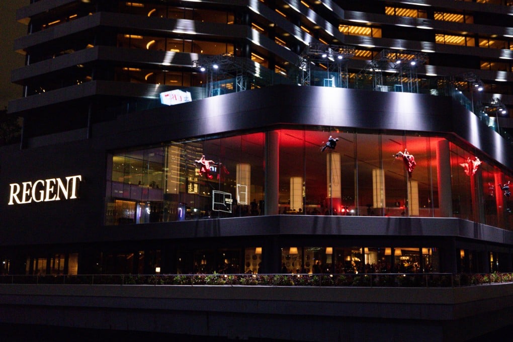 The Regent Hotel witnesses the ‘first vertical facade dance in Hong Kong’ as it celebrates the readoption of its original name. The Regent opened in Hong Kong in 1980 before becoming the InterContinental in 2001. Photo: Regent Hong Kong
