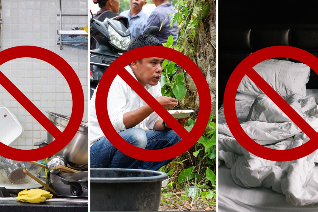 Local officials in a region of China have decided to impose fines on people who do not make their beds, have bad eating habits and do not wash dishes in a bid to clean up the area. Photo: SCMP composite/Shutterstock