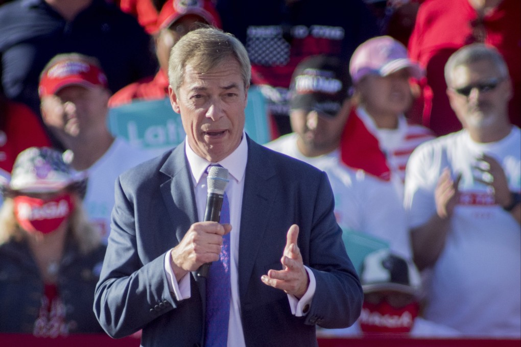 British former Brexit party leader Nigel Farage speaks at a rally for Donald Trump in Phoenix, Arizona, US in October 2020. Photo: EPA-EFE