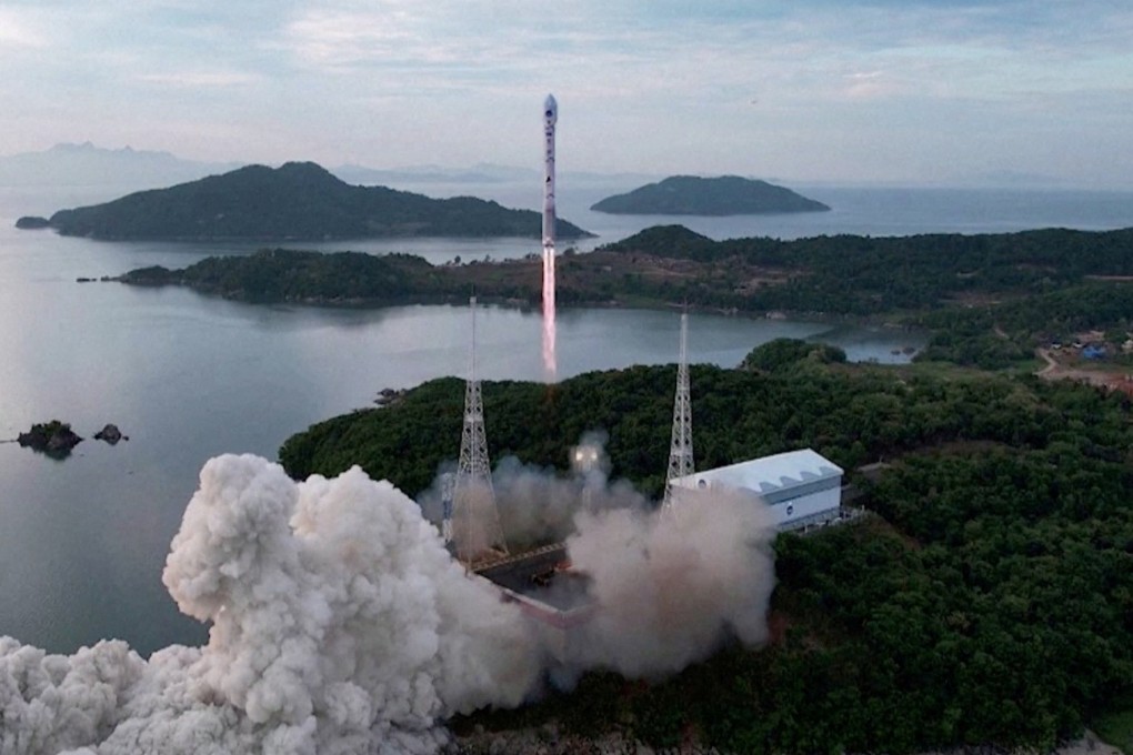A still from footage released by the North Korean government shows what it says was May’s attempt at launching a satellite into orbit. Photo: Korean Central News Agency via Reuters