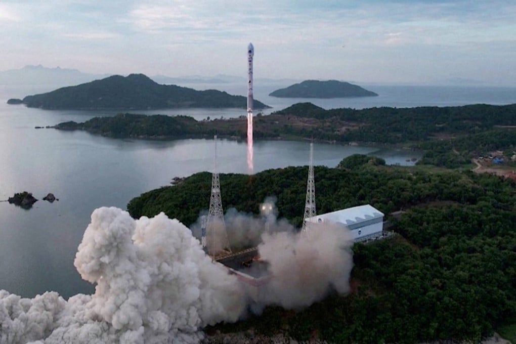 A still from footage released by the North Korean government shows what it says was May’s attempt at launching a satellite into orbit. Photo: Korean Central News Agency via Reuters
