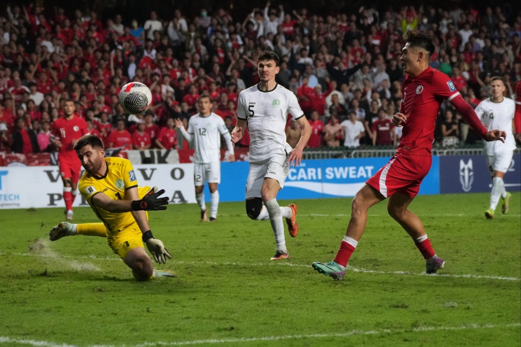 Bold Hong Kong went all out for a winner against Turkmenistan, and Shinichi Chan was thwarted from close range late in the match. Photo:  Elson Li