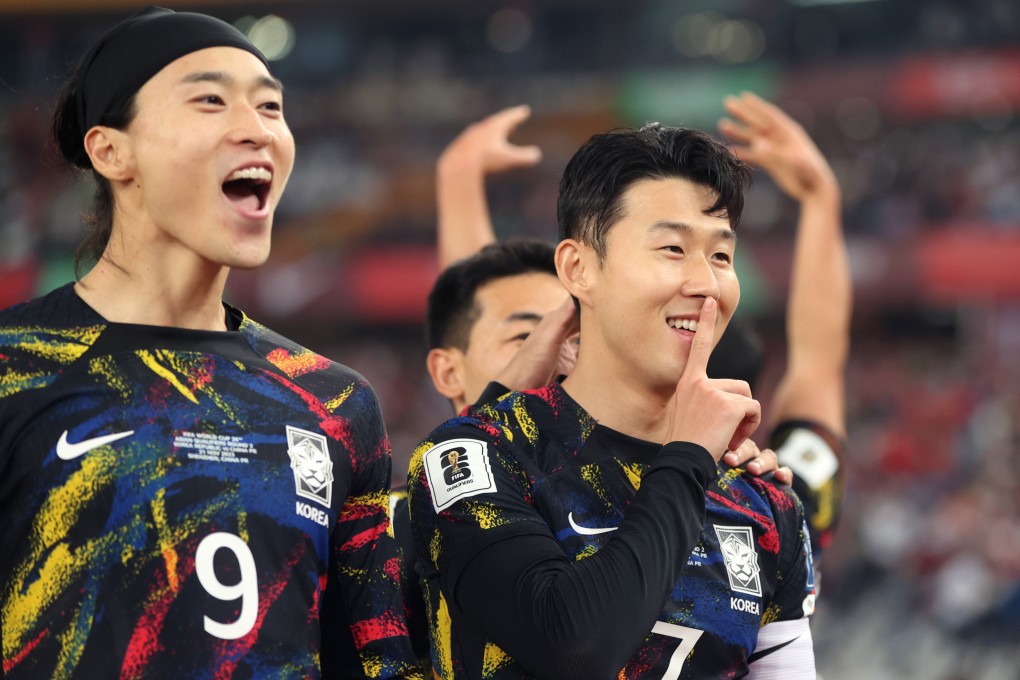 Son Heung-min celebrates his opening goal for South Korea against China in their 2026 Fifa World Cup Asian qualifier in Shenzhen. Photo: Xinhua