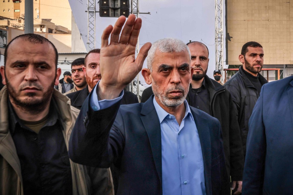 Hamas political leader Yahya Sinwar in Gaza City in April. Photo: AFP