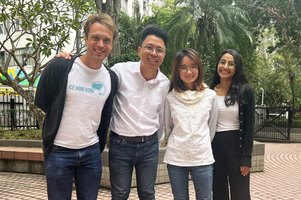 (Left to right) ICE director Till Kraemer, AYF co-founder Dan Cheung, beneficiaries Lily Lee and Kaur Navpreet. They say giving young people multi-cultural exposure and work opportunities can open up the world to them. Photo: Cindy Sui