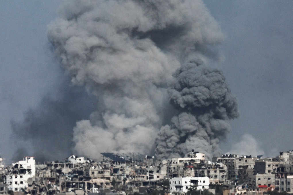 Smoke rises following an Israeli airstrike in central Gaza, amid the ongoing conflict between Israel and Hamas, as seen from southern Israel on Thursday. Photo: Reuters