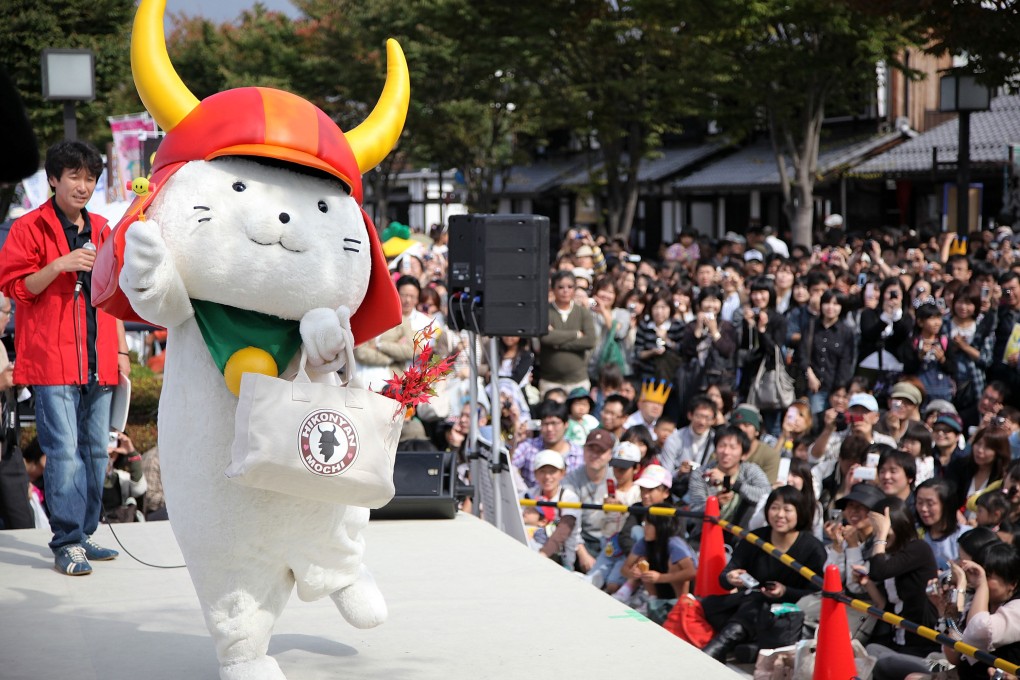 Hikonyan, a Japanese character created for Hikone Castle’s 400th anniversary, is one of many tourism mascots, some more successful than others. Air India’s Maharaja and cartoon bear Kumamon, promoting Japan’s Kumamoto prefecture, are among the most enduring. Photo: Getty Images