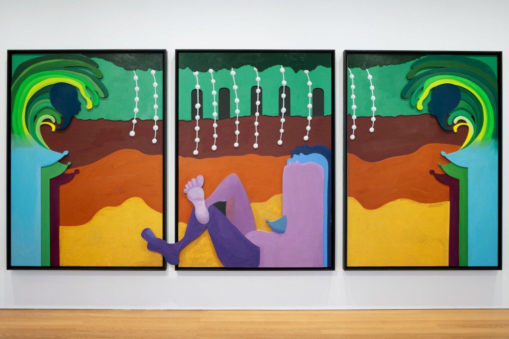 Alexandria Smith’s “Seers Like Me” (2023) is one of 15 pieces that comprise her first Asian solo exhibition at Hong Kong’s Gagosian Gallery. The African-American mixed media artist talks about her first impressions of Hong Kong, and what inspires her. Photo: Martin Wong, courtesy of Gagosian