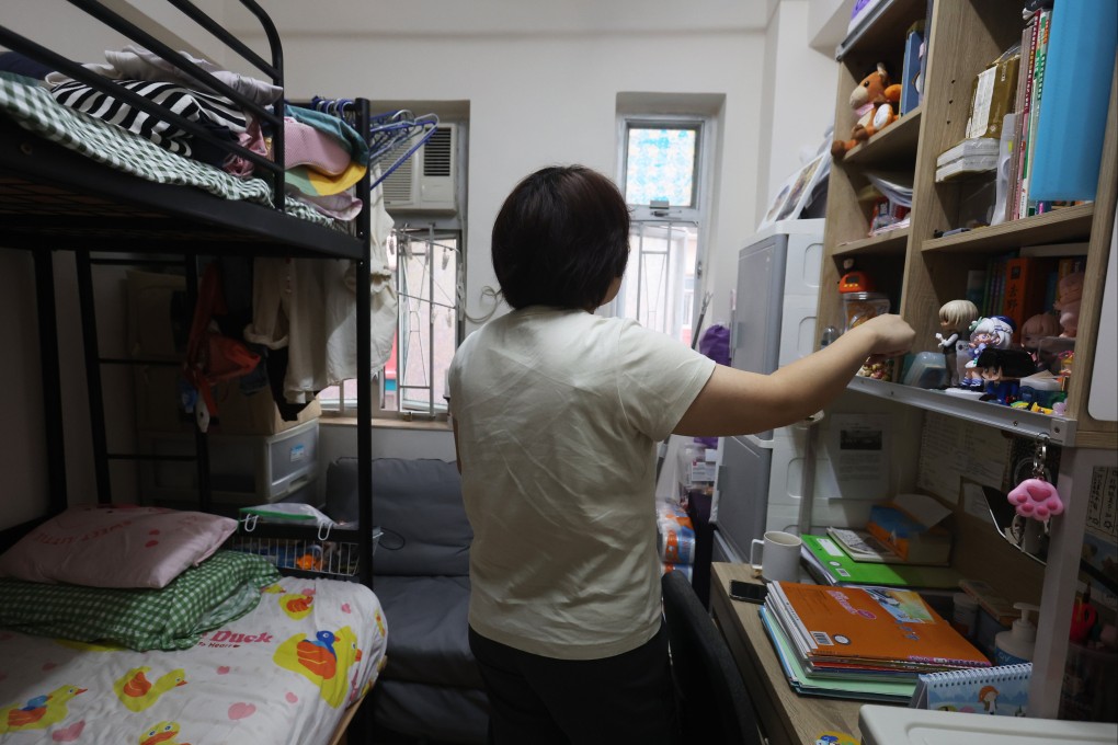 One of the programme’s recipients, identified as Lily Ng in the article, in the subdivided flat she shares with her 10-year-old daughter. Photo: Edmond So