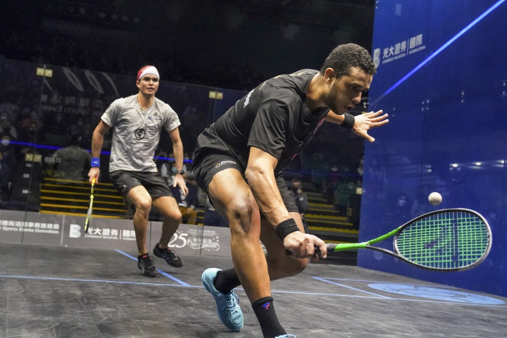 Mostafa Asal (foreground) is hungry for more Hong Kong Squash Open success, after serving his third lengthy ban. Elson Li