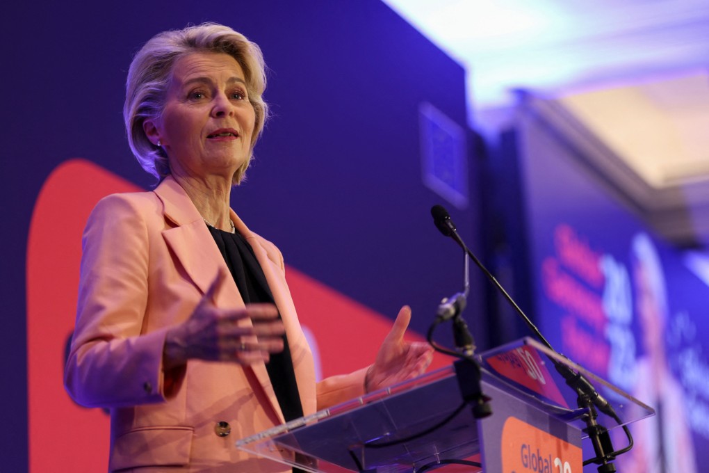 European Commission President Ursula von der Leyen speaks at the Global Gateway Forum in Brussels last month. Photo: Reuters