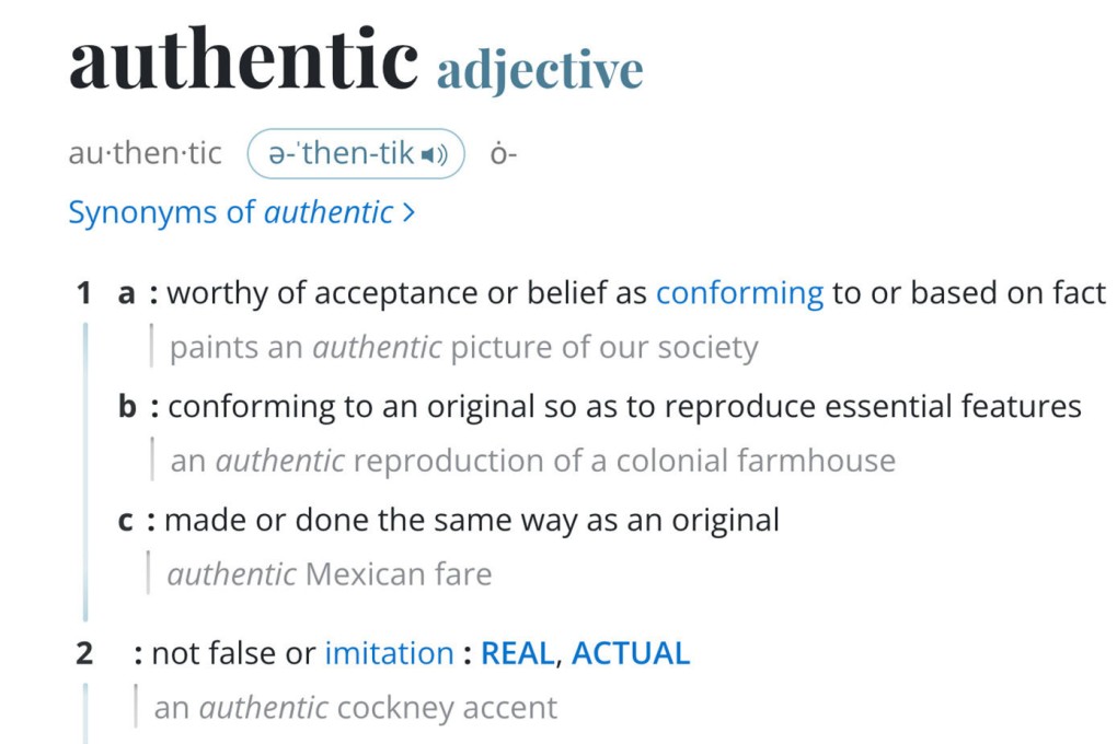 Merriam-Webster’s online dictionary shows the entry for authentic. Photo: Merriam-Webster via AP