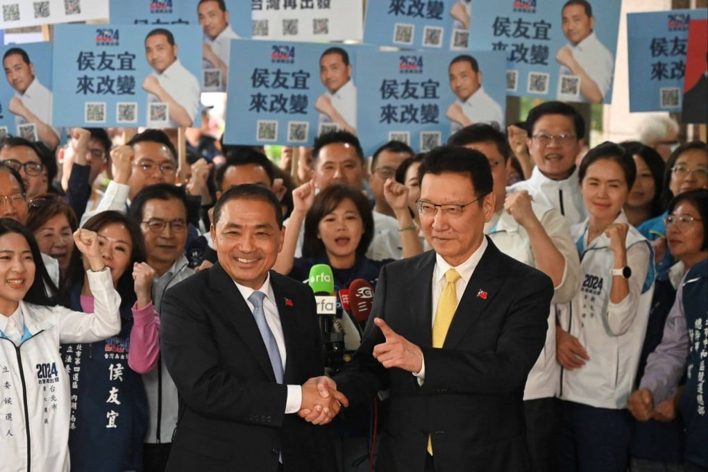 The pairing of KMT presidential candidate Hou Yu-ih (centre left) and running mate Jaw Shaw-kong might have consolidated the party’s support base, according to a Beijing-based Taiwan affairs expert. Photo: AFP