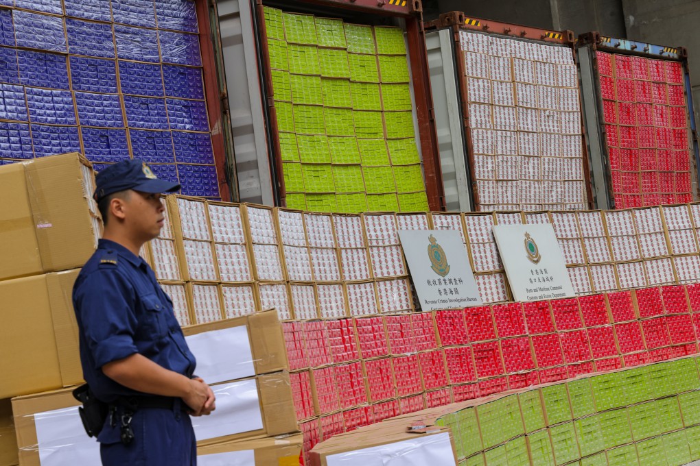 Black market cigarettes have been found hidden in five shipping containers. Photo: Jelly Tse