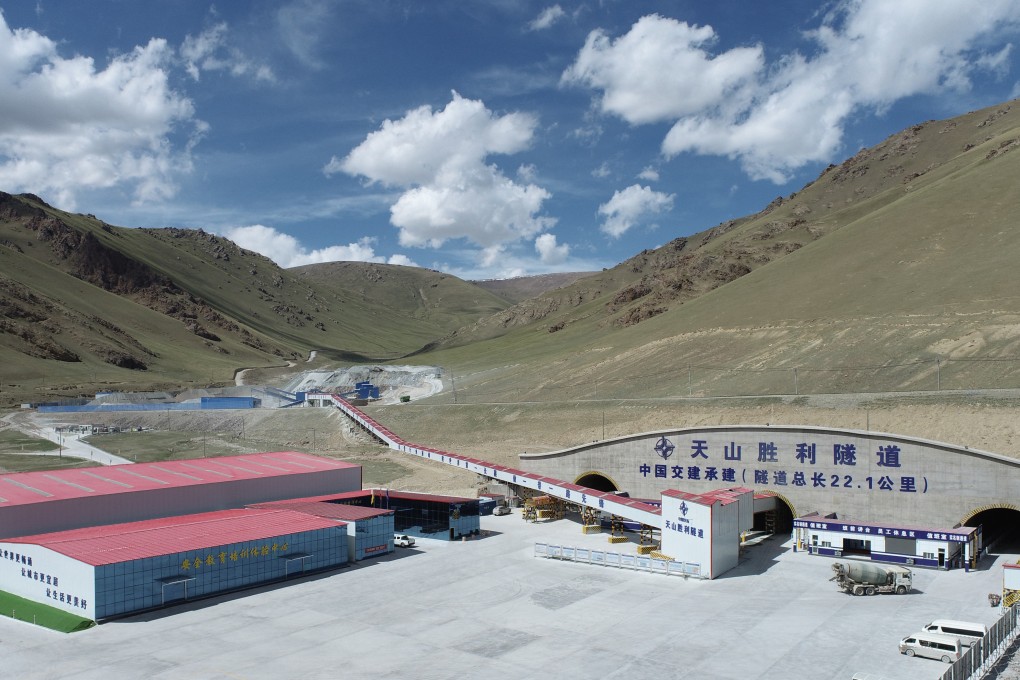 The Tianshan Shengli highway tunnel, now under construction, will be the world’s longest and enhance connectivity between China and Central Asia. Photo: Weibo