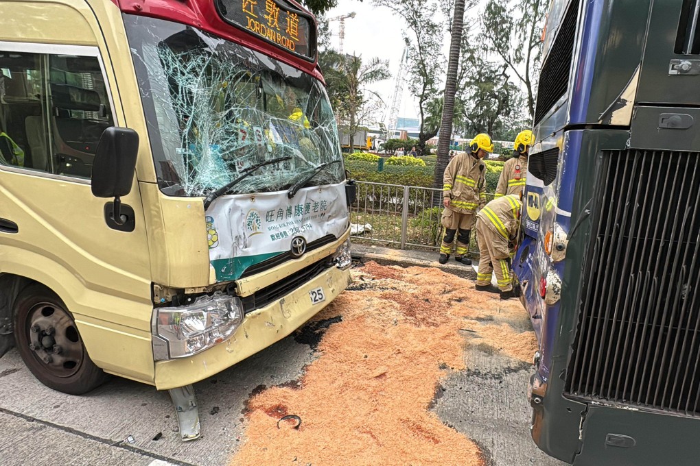 The front of the minibus was damaged in the crash. Photo: Handout