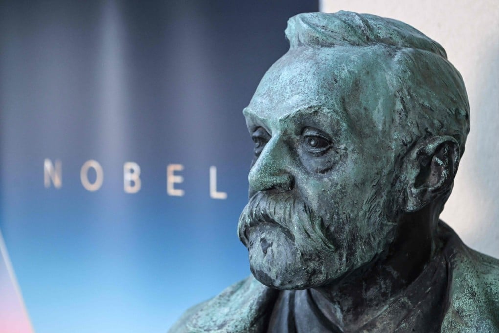 A statue of Alfred Nobel is pictured ahead of a press conference to announce a Nobel Prize winner in Stockholm in 2022. The award was created by Swedish inventor and philanthropist Nobel in his will to celebrate those who have conferred the greatest benefit on mankind. Photo: AFP