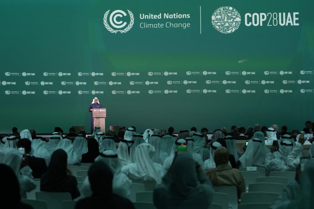 Sheikh Mohammed bin Zayed Al Nahyan, the president of the United Arab Emirates and the ruler of Abu Dhabi, speaks at an opening ceremony at the Cop28 summit. He announced the establishment of a US$30 billion climate fund for global climate solutions that aims to attract US$250 billion of investment by the end of the decade. Photo: AP