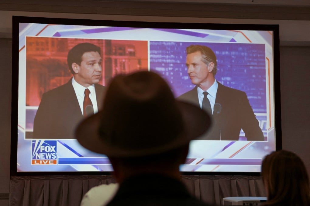 US presidential candidate Ron DeSantis clashed with California’s Democratic Governor Gavin Newsom in a TV debate Thursday. Photo: Reuters