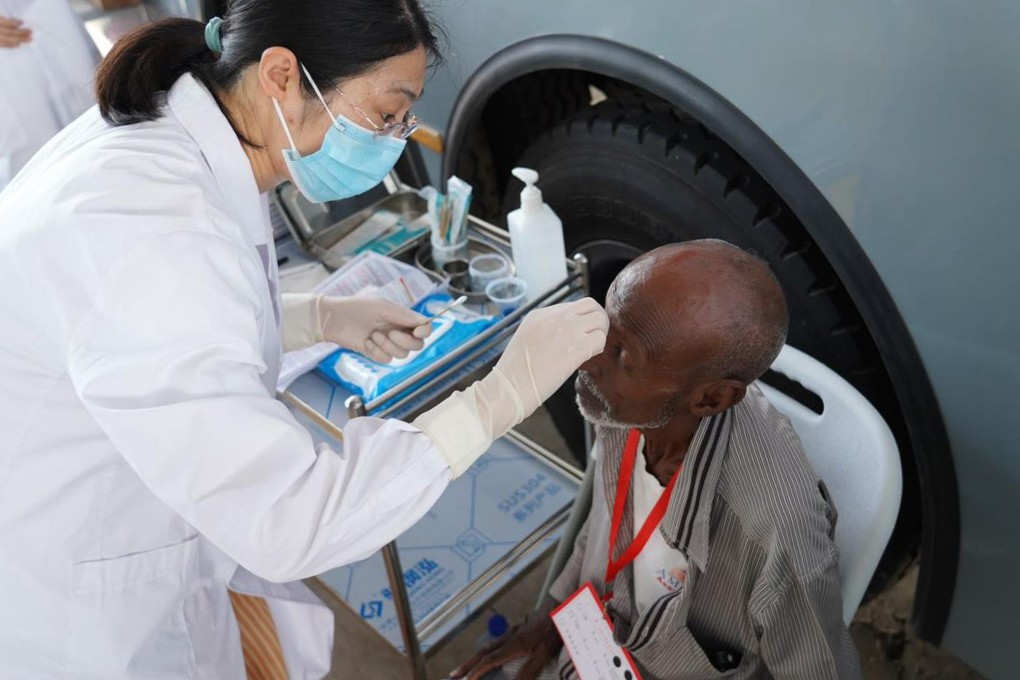 A specialist from GX Foundation helping a patient in Djibouti. The charity has pledged to perform 37,500 free cataract operations in the country and Laos, Cambodia, Senegal and Mauritania before 2027. Photo: Facebook/GX Foundation