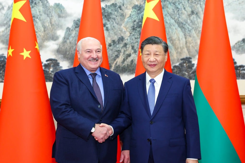 Belarusian President Alexander Lukashenko (left) meets Chinese President Xi Jinping meets in Beijing on Monday. Photo: Xinhua
