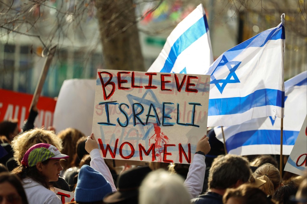 Demonstrators gather during a protest outside UN headquarters in New York on Tuesday. Photo: AFP