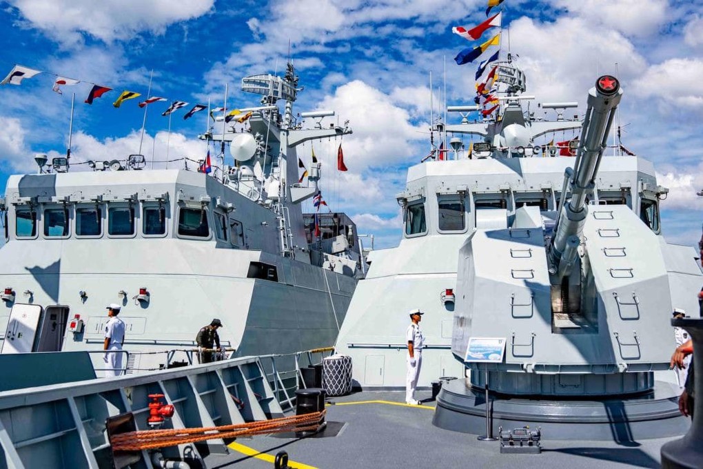 Cambodia’s defence minister posted pictures of the two ships at the Ream naval base on social media on Sunday. Photo: Facebook/Tea Seiha