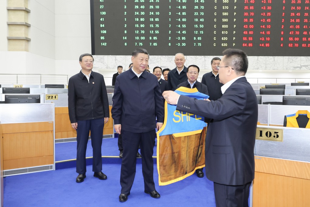 President Xi Jinping visits the Shanghai Futures Exchange. Recent policy shifts have seen a greater emphasis on control and risk prevention for the financial industry in China. Photo: Xinhua