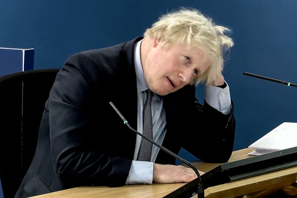 Britain’s former Prime Minister Boris Johnson gives evidence at the UK Covid-19 Inquiry. Photo: UK Covid-19 Inquiry/AFP