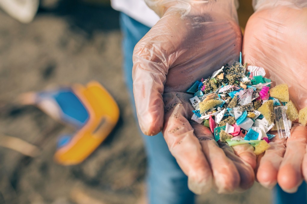 Hands show microplastics found on the beach. Japan appears to have been the second source of many of the microplastics. Photo: Shutterstock