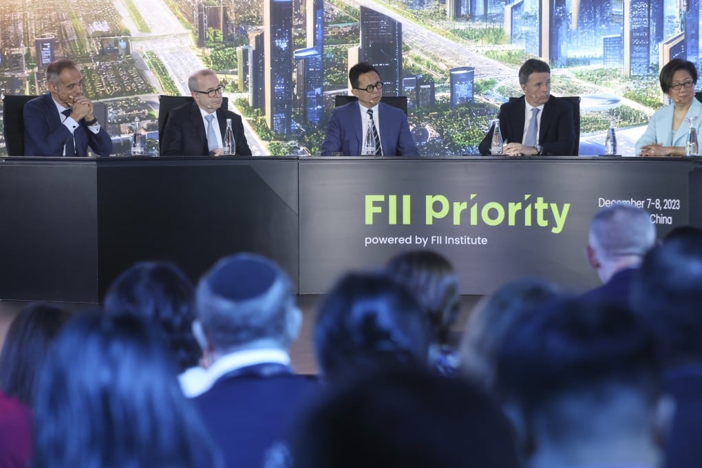Panel discussion in progress at FII Priority Hong Kong, at HKEX in Central. Photo: Jonathan Wong