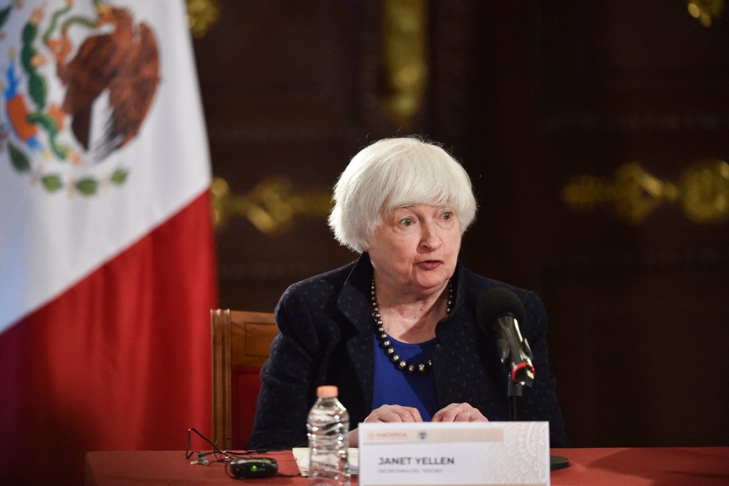 US Treasury Secretary Janet Yellen at the Palacio Nacional in Mexico City, Mexico on Thursday. Photo:  AFP