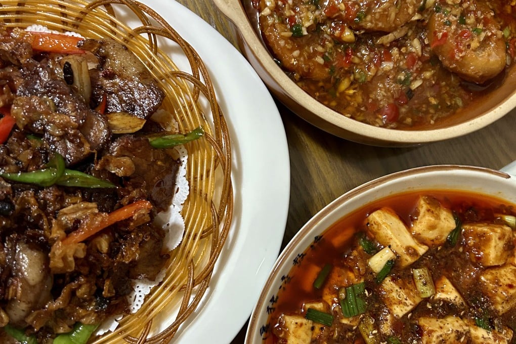 Sichuan pork stir fry (left) and Mapo tofu with Sichuan numbing peppers (right in Chengdu, China. On a visit to Chengdu, in Sichuan province, a writer has a culinary epiphany. Photo: Ian Neubauer