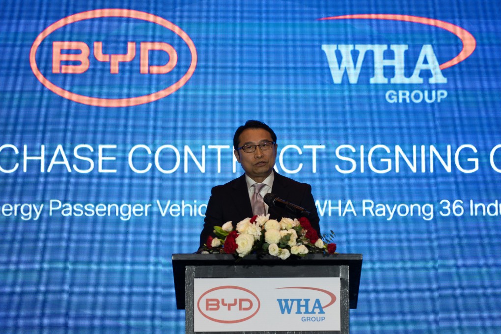 Liu Xueliang, the general manager of BYD Asia-Pacific Auto Sales Division, addresses the signing ceremony in Bangkok, Thailand, Sept. 8, 2022. Photo: Xinhua