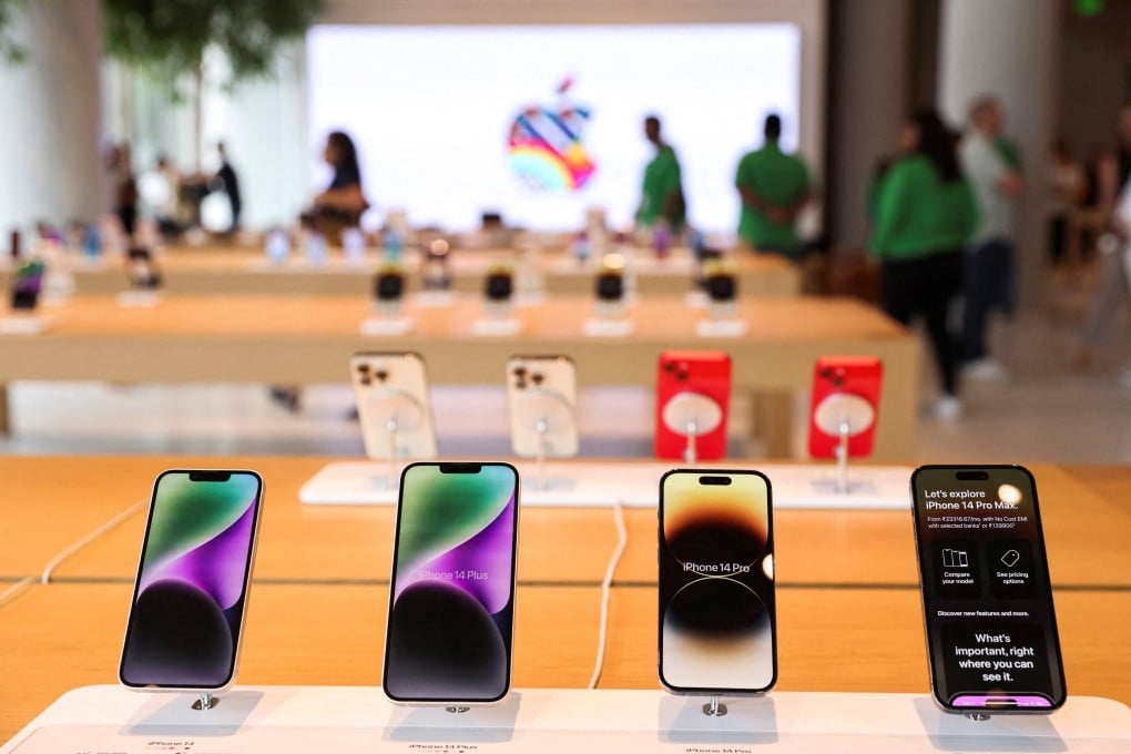 Apple iPhones on display at a store in Mumbai, India. Photo: Reuters