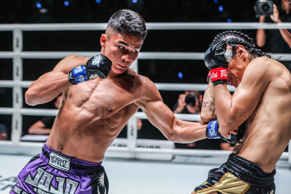 Johan Ghazali (left) ends his ONE Fight Night 17 Muay Thai bout against Edgar Tabares after just 36 seconds with a vicious blow. Photo: ONE Championship