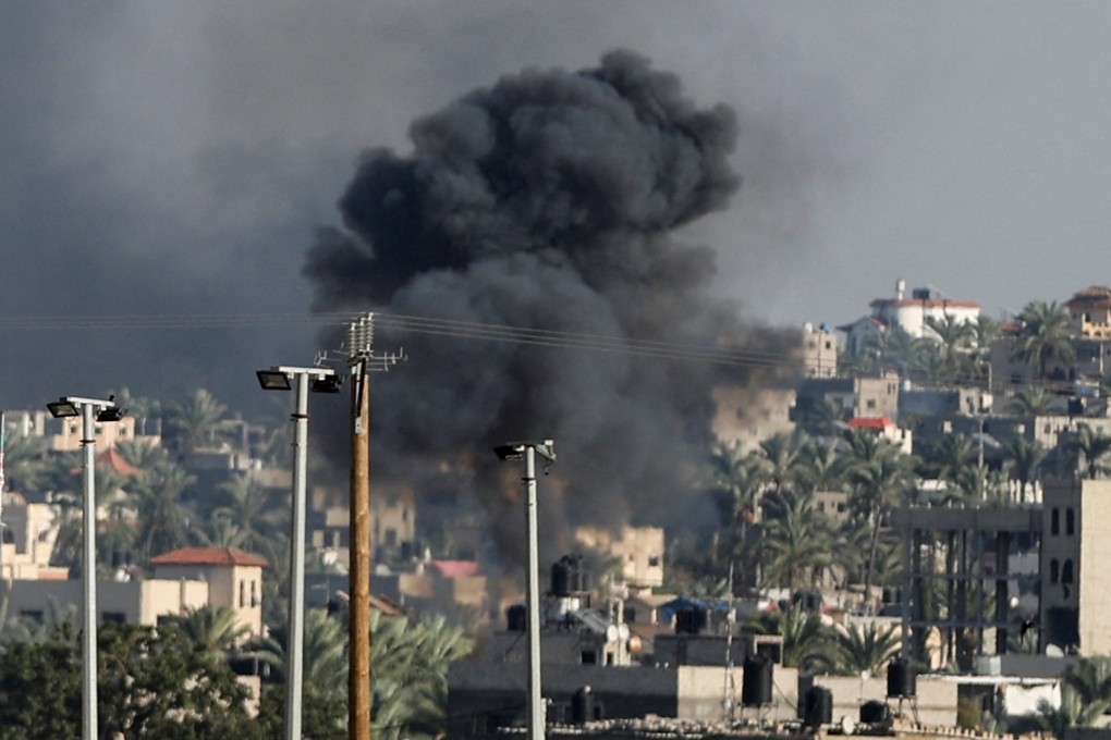 Smoke rises after an Israeli strike in Khan Younis, southern Gaza Strip, on Saturday. Photo: Reuters