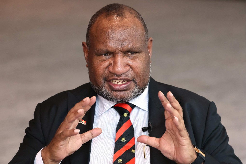 Papua New Guineas Prime Minister James Marape speaks during an interview in Sydney on Monday. Photo: AFP