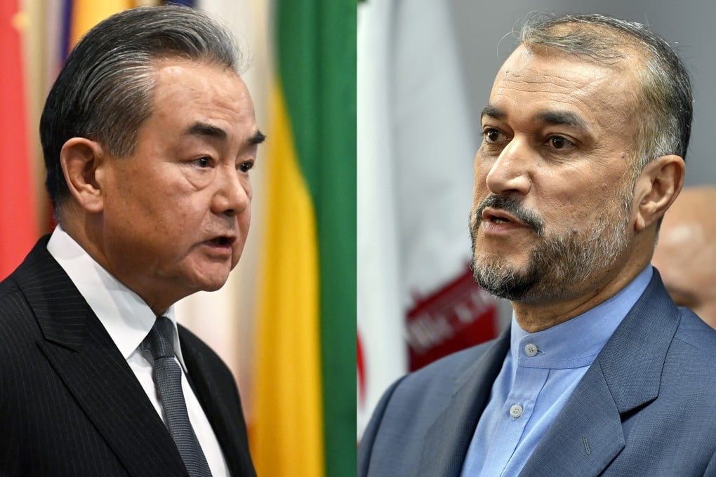 Chinese Foreign Minister Wang Yi (seen left, in November 2023) spoke with Iranian Foreign Minister Hossein Amir Abdollahian (right, October 2023) in a phone call on Monday December 11, 2023, amid fears that the Israel-Gaza war could spill out into a second front on the Lebanon border. Photos: AFP/EPA-EFE, SCMP composite